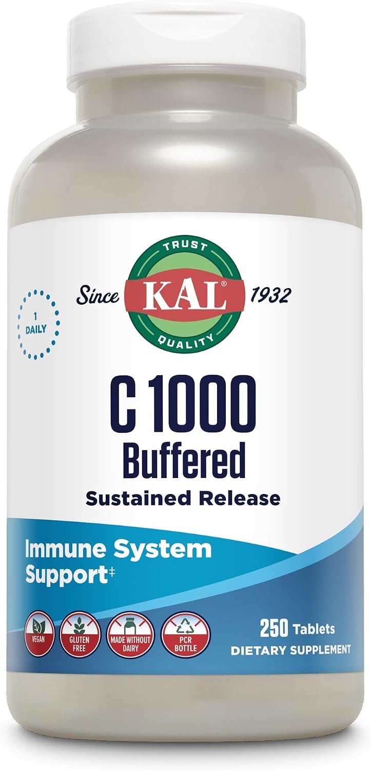 KAL C 1000 Vitamina C 1000 mg – Liberación Sostenida, Tamponada – 250 Comprimidos