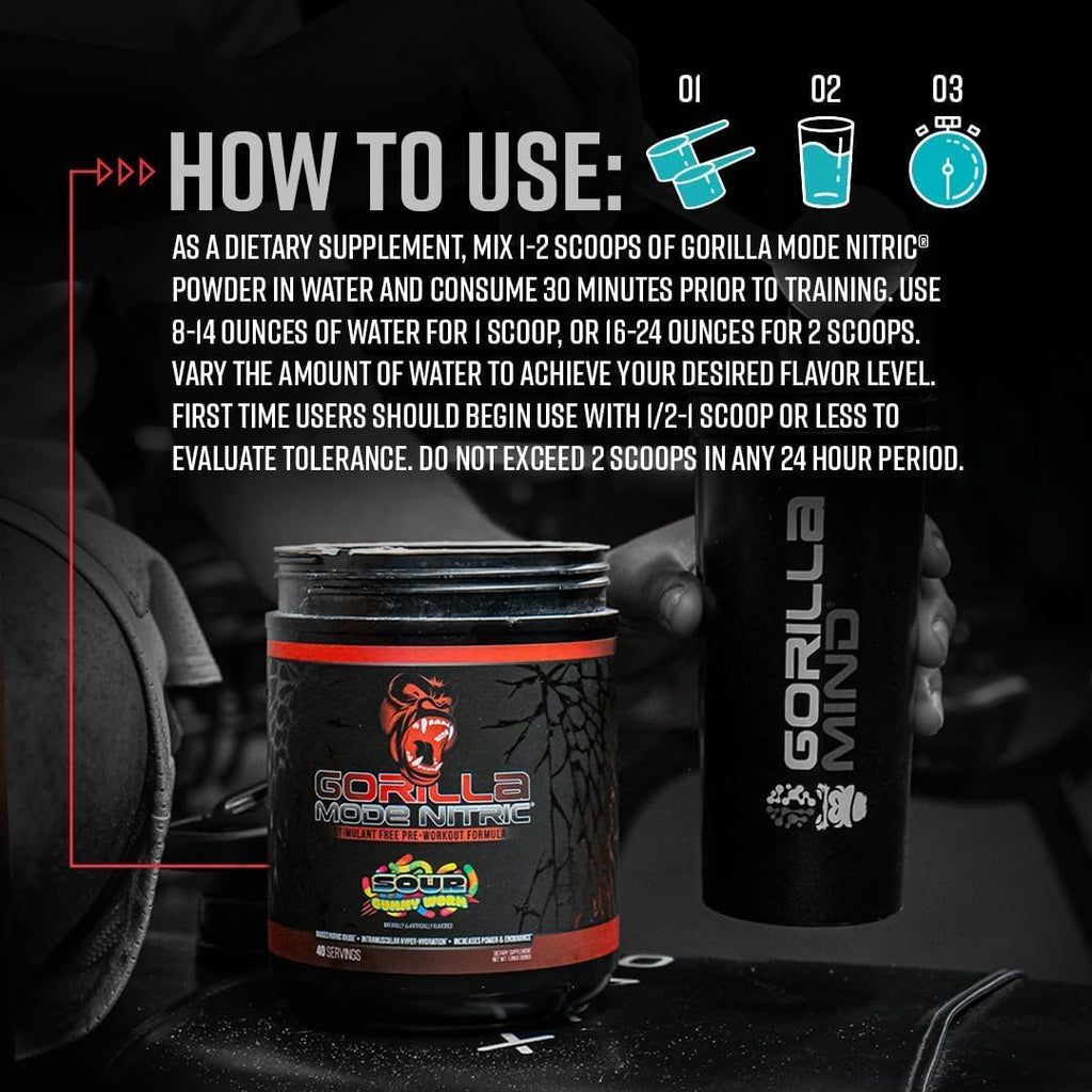 Gorilla Mode Nitric – Pre-Entreno Sin Estimulantes (784g, Tiger's Blood)