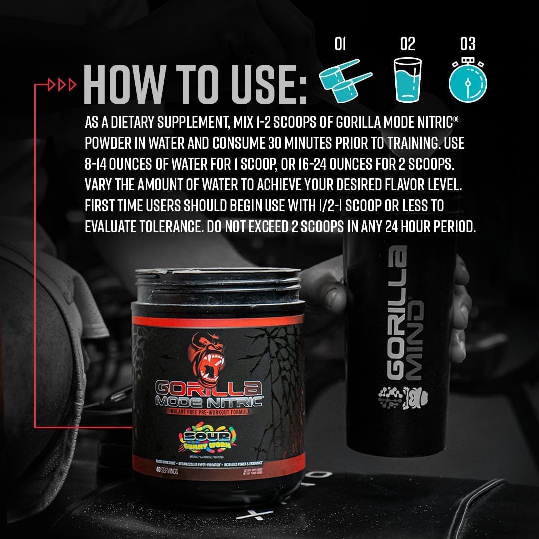 Gorilla Mode Nitric – Pre-Entreno Sin Estimulantes (784g, Tiger's Blood)
