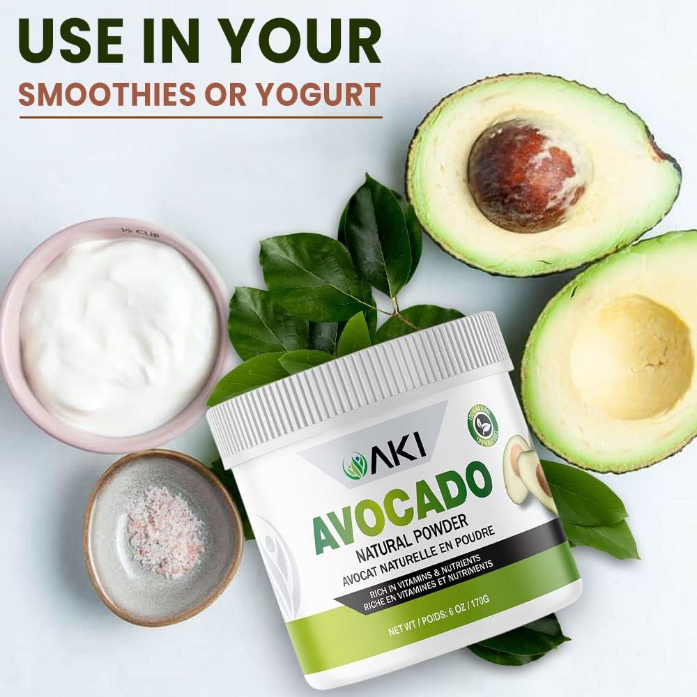 AKI Avocado Superfood Powder (170g) - Rico en Nutrientes, Vitaminas, Omega 3 y Antioxidantes - Vegano y No-GMO