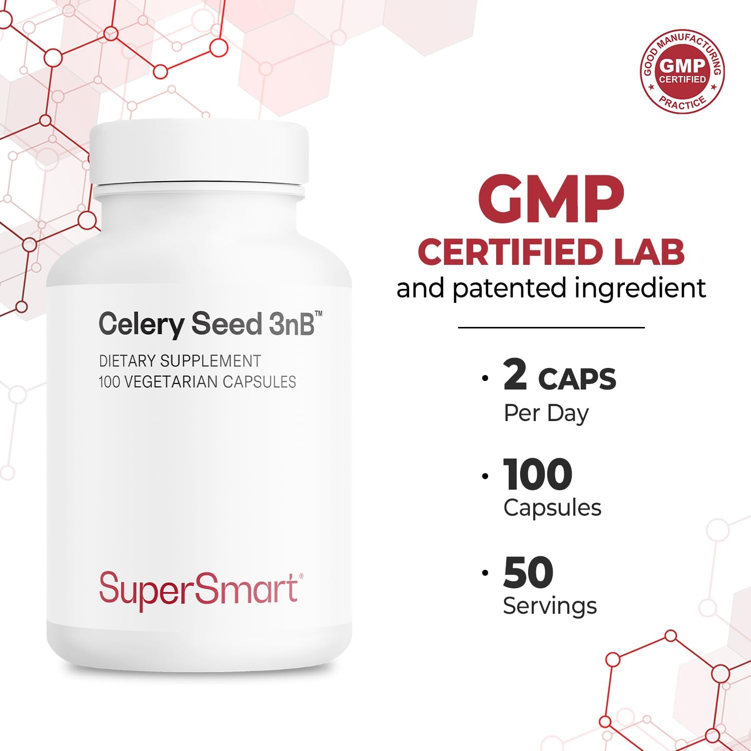 Supersmart Celery3nb Celery Seed Extract 150mg, 100 Veggie Capsules