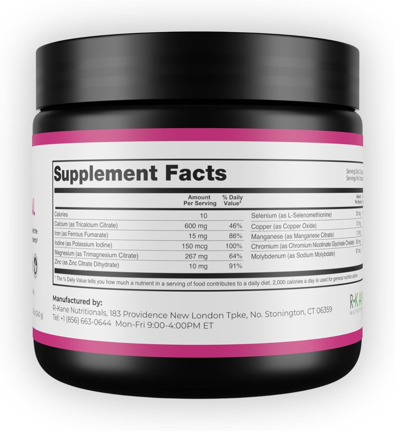R-Kane Nutritionals Barisentials Suplemento Multimineral Bariátrico – Polvo Post-Cirugía – Sabor Fresa-Limón – 240g
