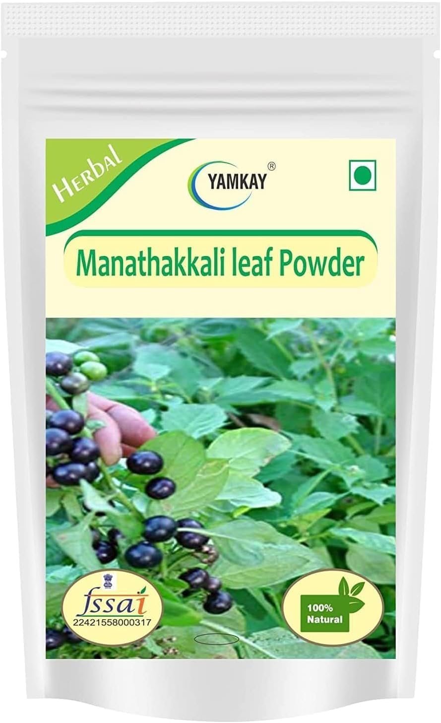 YAMKAY Manathakkali Leaf Powder - Organic Solanum Nigrum | Black Nightshade Powder | 100% Natural Herbal (300g)