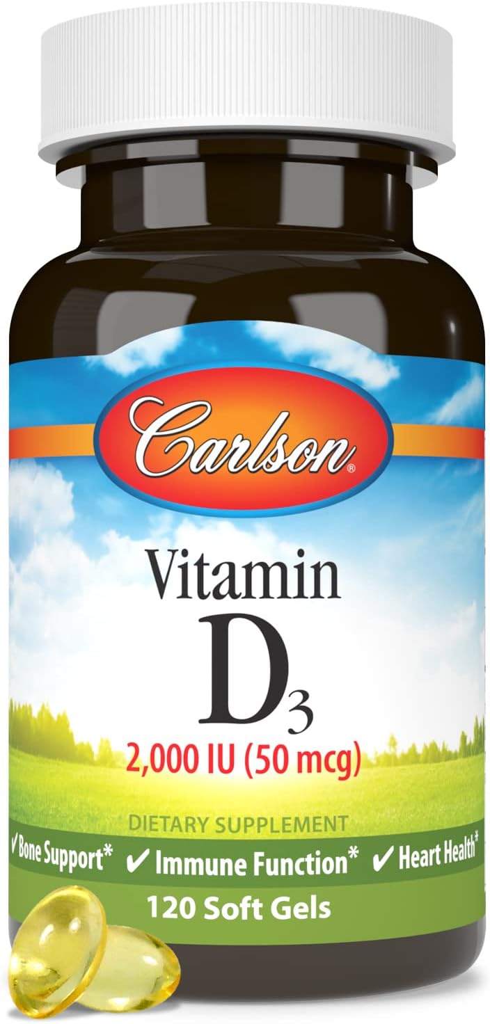 Carlson Vitamina D3 2000 UI (50 mcg) - 120 Cápsulas Blandas