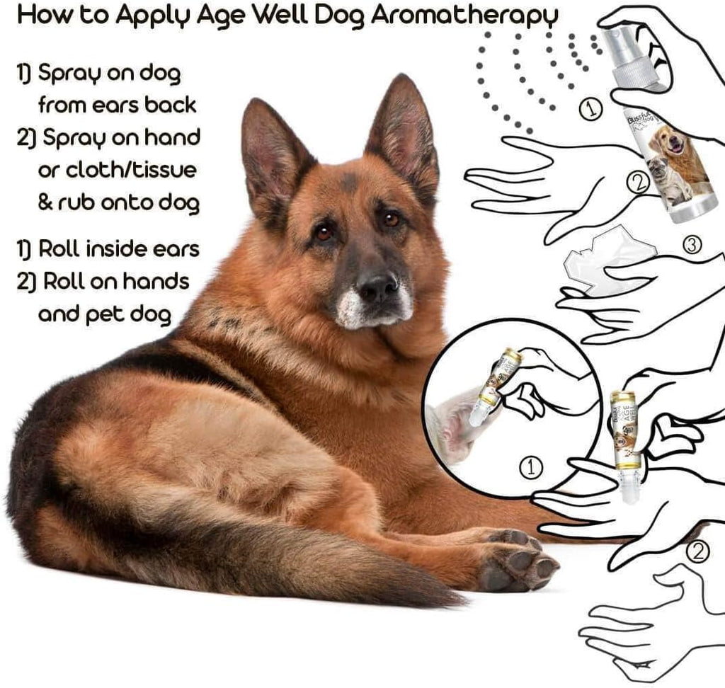 Spray Aromaterapia The Blissful Dog Age Well para Pastor Alemán