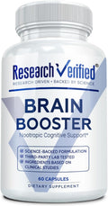 Research Verified Brain Booster - Suplemento Nootrópico para Memoria y Concentración - 60 Cápsulas Veganas