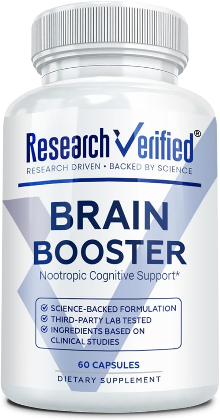 Research Verified Brain Booster - Suplemento Nootrópico para Memoria y Concentración - 60 Cápsulas Veganas