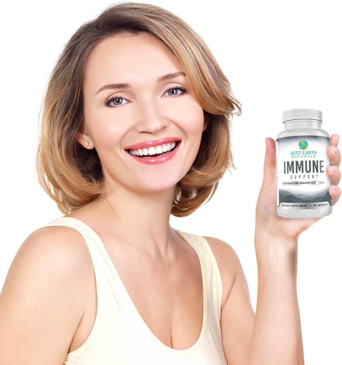Best Earth Naturals Complemento Inmunitario Multivitamínico para Adultos con Vitamina C 30 mg, Vitamina E 30 UI, Cúrcuma, Hongos, Ajo y Más - 60 Cápsulas