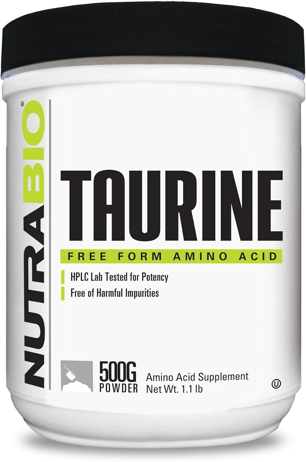 NutraBio Polvo de Taurina 500g | L-Taurina Pura Grado USP