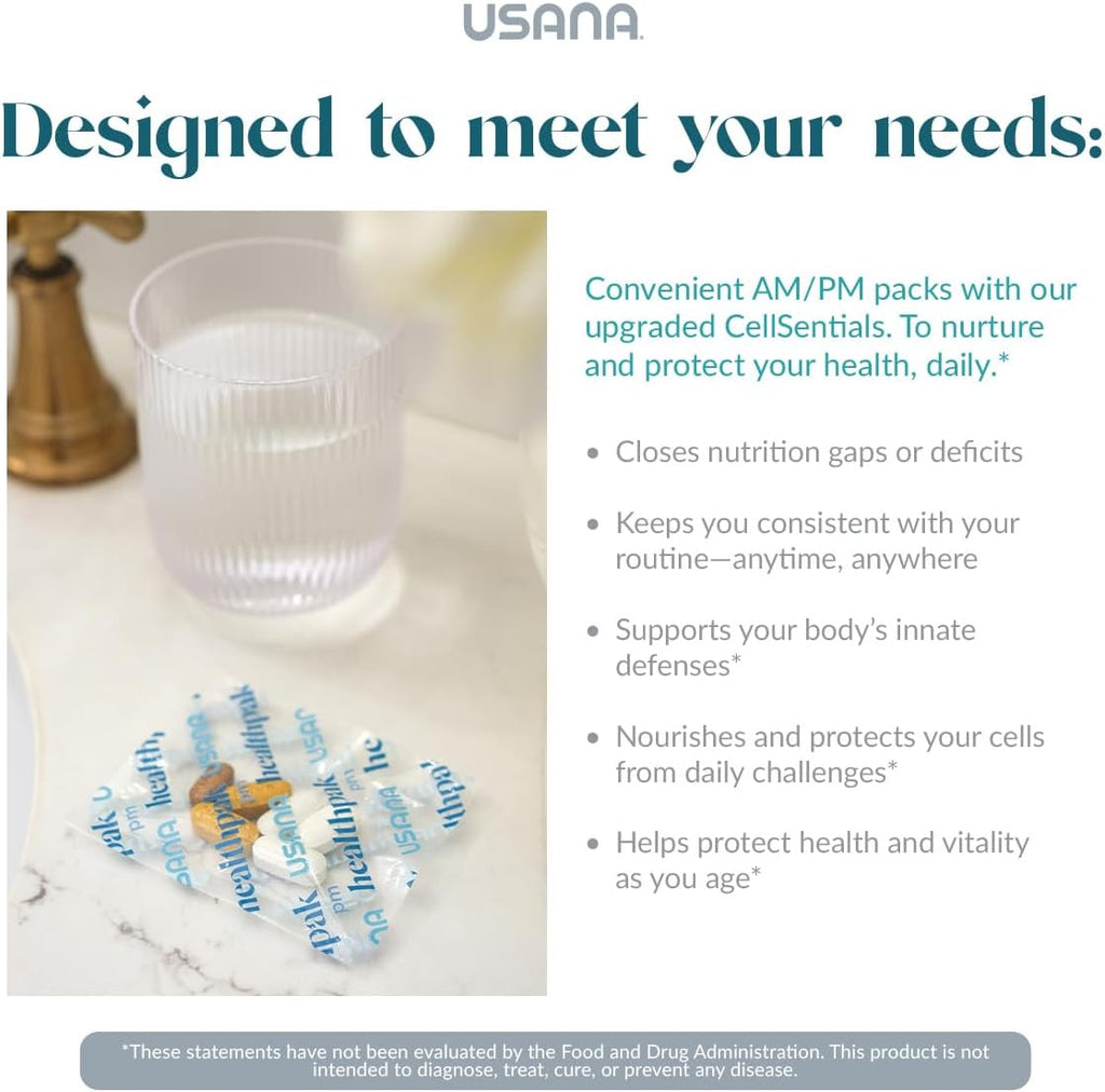 USANA HealthPak con Tecnología InCelligence - Paquetes diarios AM/PM - 56 sobres (28 días)