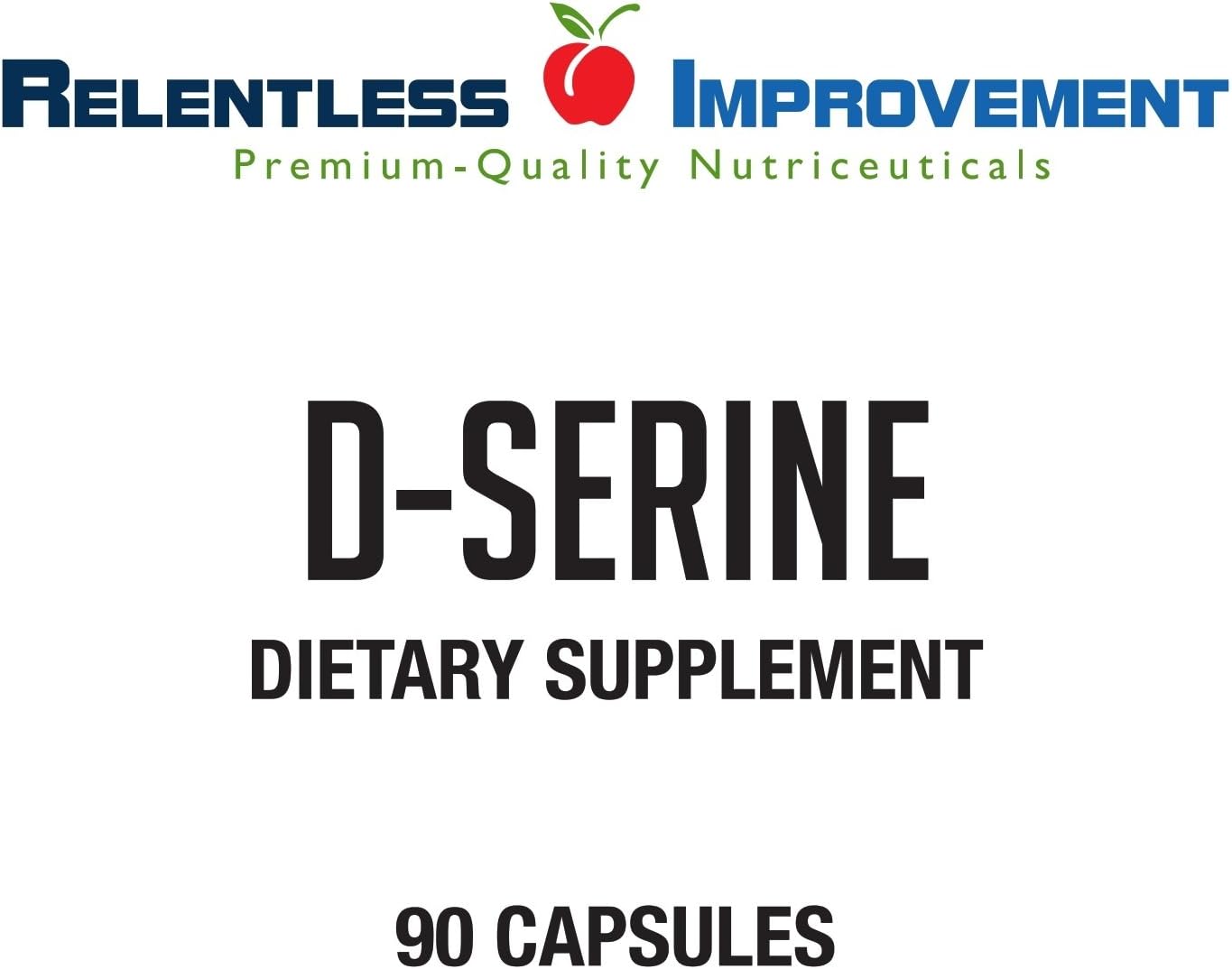 Relentless Improvement D-Serina – Aminoácido para Apoyo Cognitivo y Neuroprotección – 90 Cápsulas Vegetales de 700mg