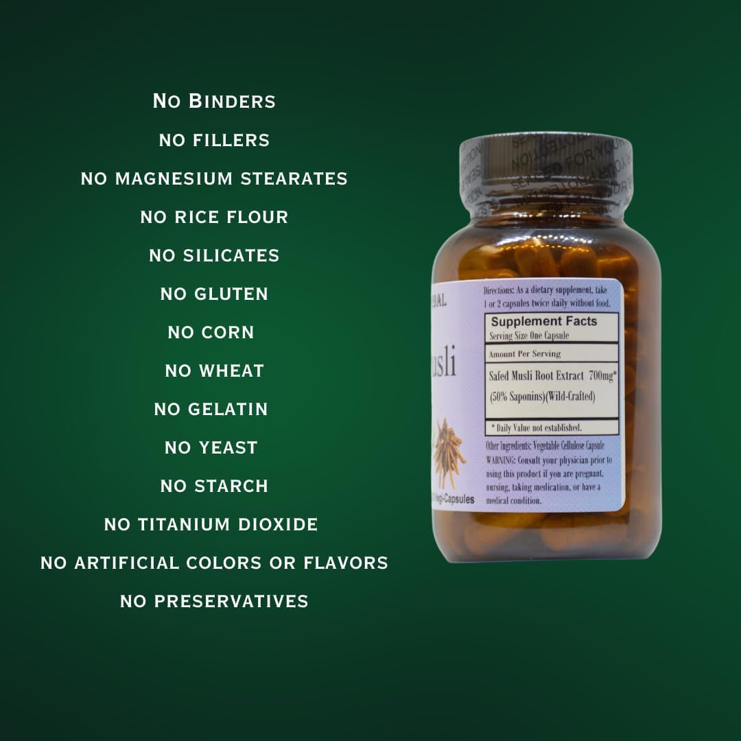 Barlowe's Herbal Elixirs Safed Musli - 60 Cápsulas Veganas - 700 mg por Cápsula