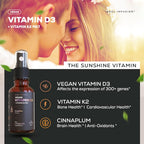 Ideal Infusion Vitamina D3 5000 UI con K2 (MK-7) Spray Líquido Vegano - Sabor Ciruela Orgánica y Canela (75 Dosis)