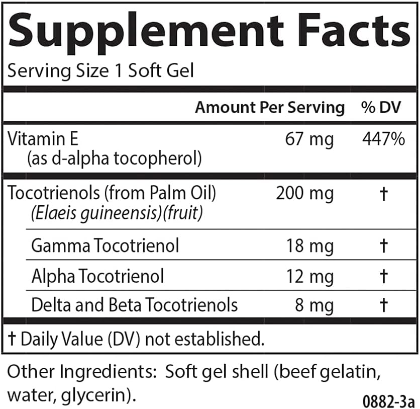 Carlson - Tocotrienoles, 40 mg, con vitamina E de fuente natural, gamma, alfa, delta, beta, de origen sostenible, 180 cápsulas blandas