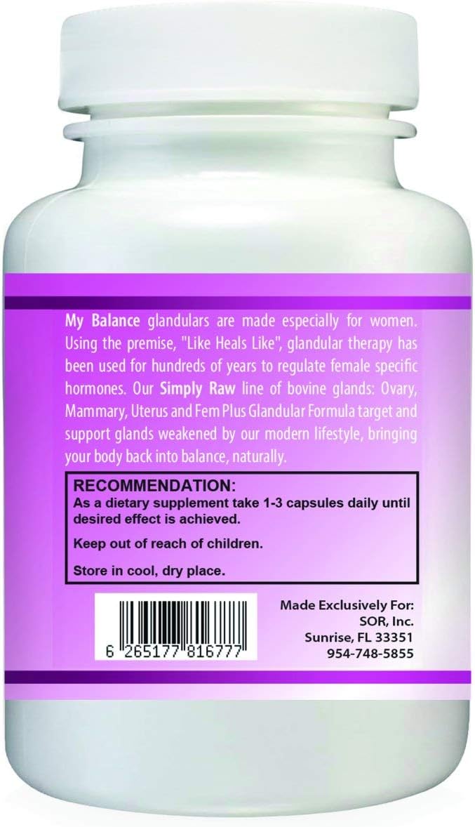 Simply Raw Útero Glandular Bovino para la Salud Femenina - 100 Cápsulas