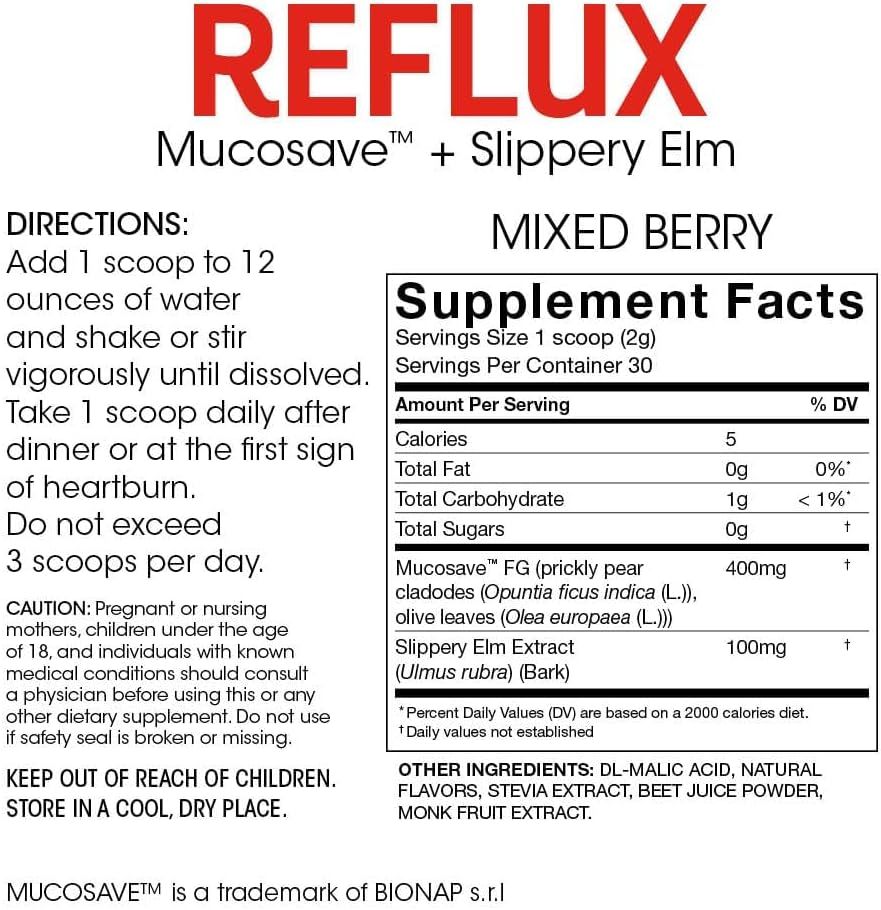 Reflux - Complemento Digestivo con Mucosave FG y Olmo Rojo (30 raciones)