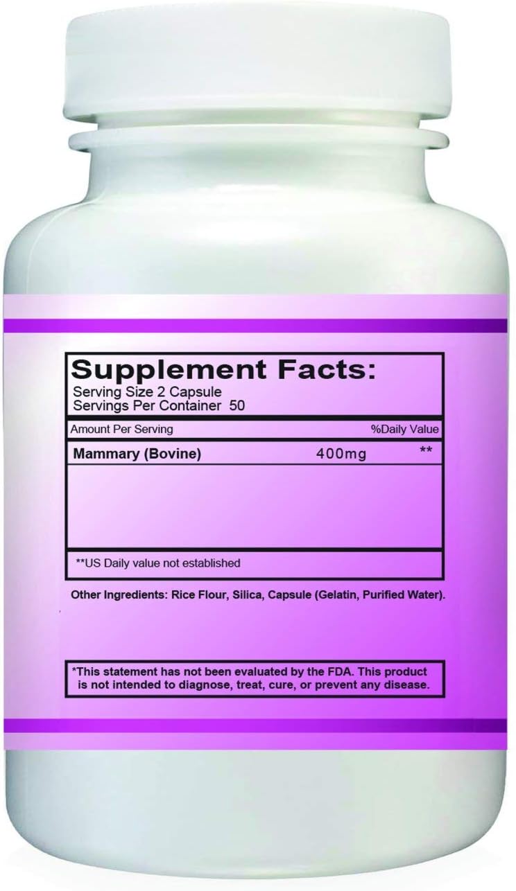 Simply Raw Mammary Glandular. Glándula Mamaria Bovina 400 mg, 100 Cápsulas - My Balance