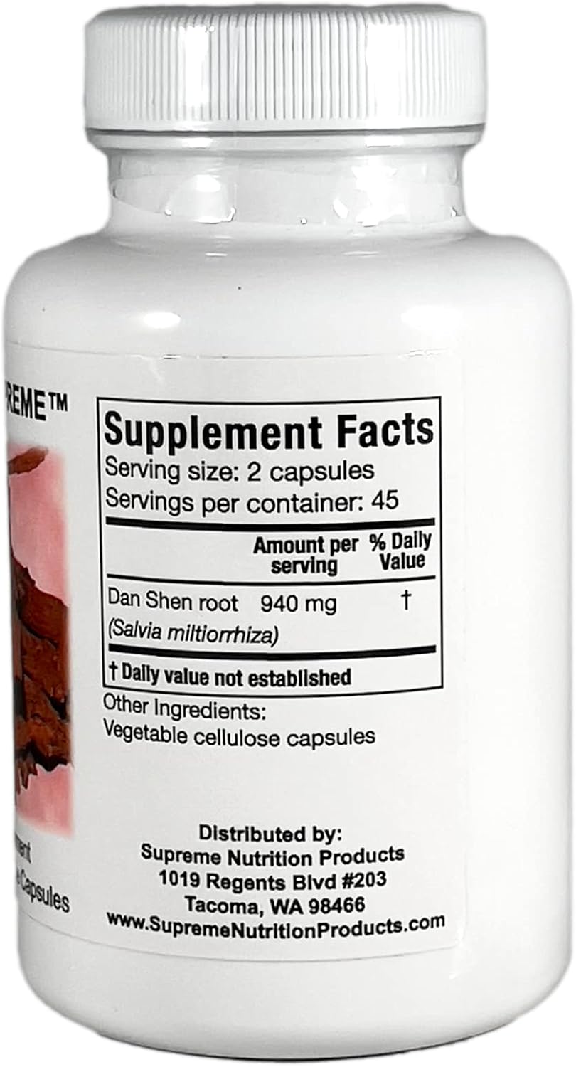 Supreme Nutrition Dan Shen Supreme, 90 Cápsulas Vegetales de Salvia Roja Pura
