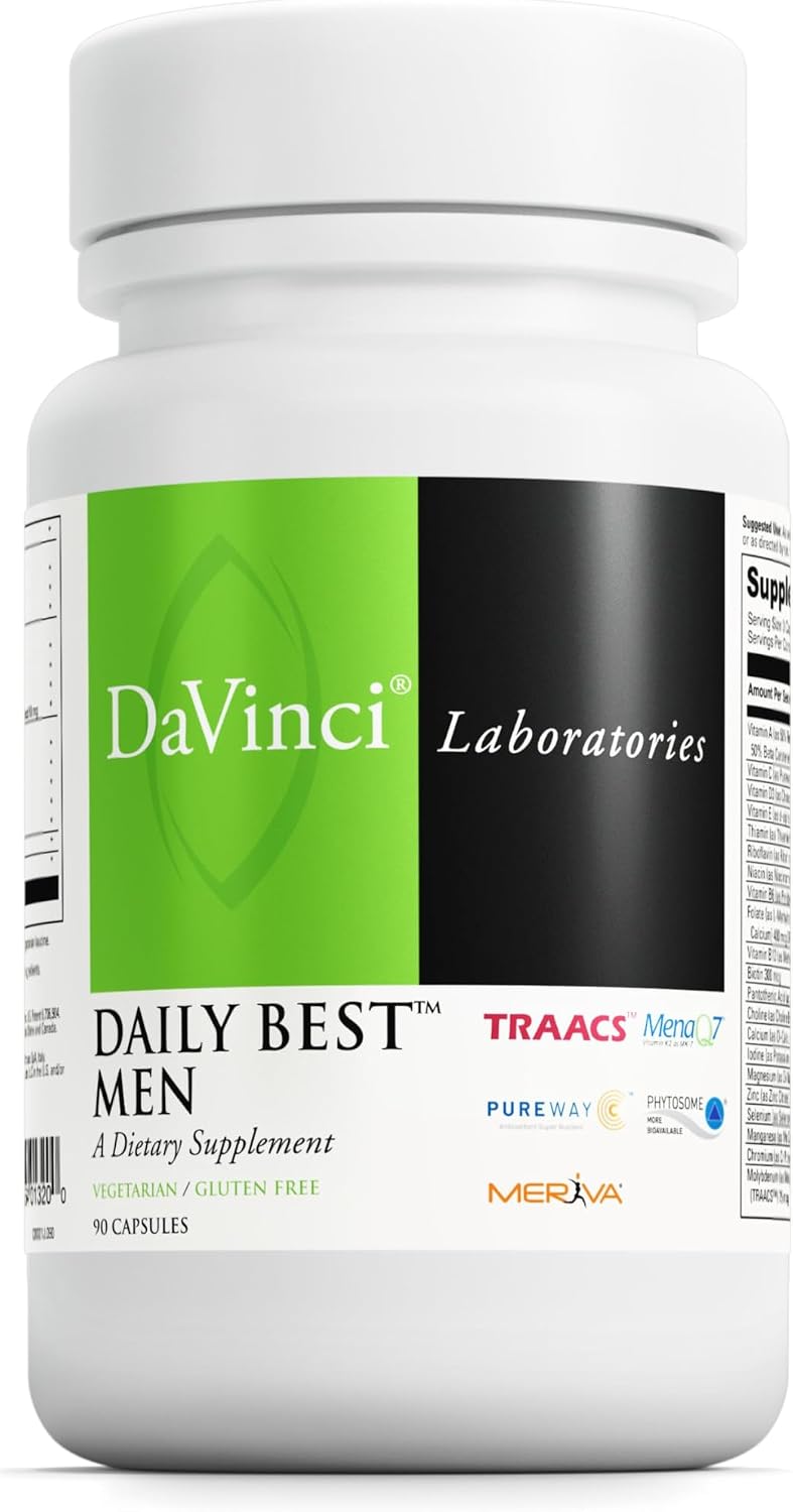 DAVINCI Labs Daily Best Men - Multivitamínico para Hombres con Vitaminas B6, B12, C, K2 y más - 90 Cápsulas Vegetarianas