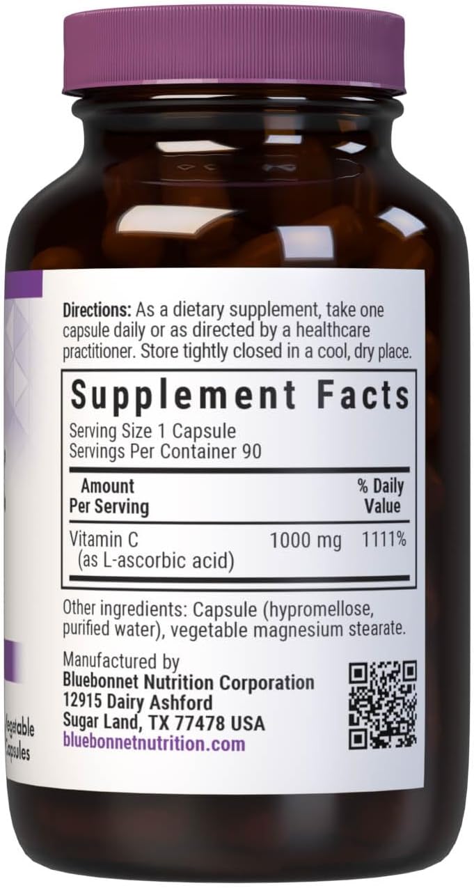Bluebonnet Nutrition Vitamina C 1000 mg, 90 Cápsulas Vegetales