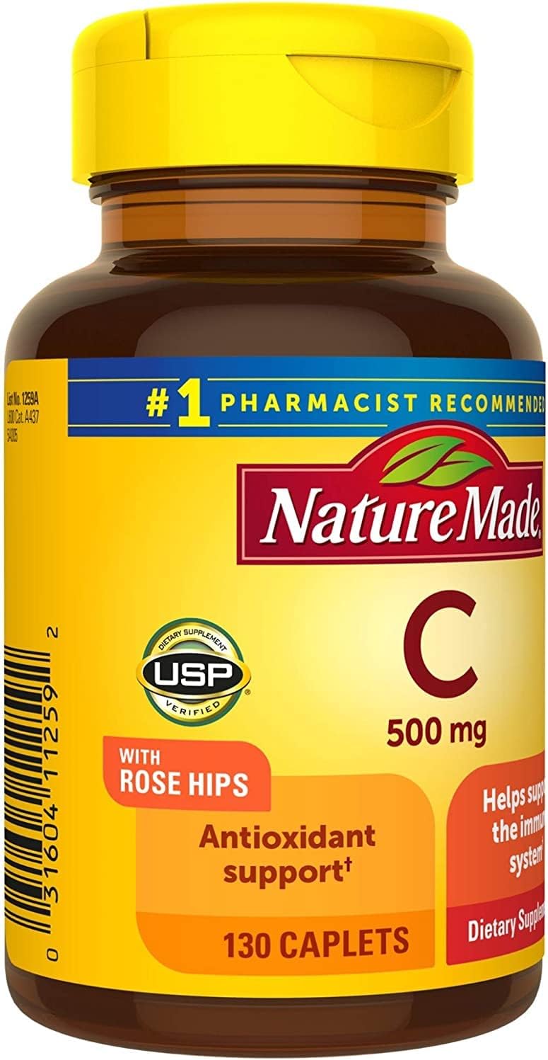 Nature Made Vitamina C 500 mg Comprimidos con Escaramujo, 130 Comprimidos (Paquete de 3)