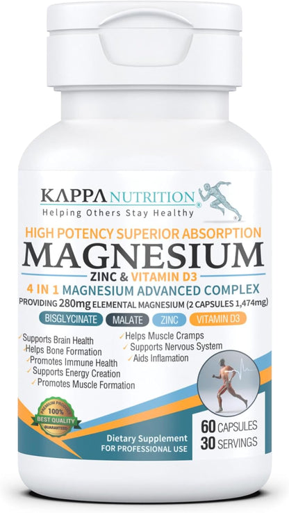 Kappa Nutrition Magnesio 4-en-1, 280mg – Zinc: contribuye al funcionamiento normal del sistema inmunitario, a la – Image 9