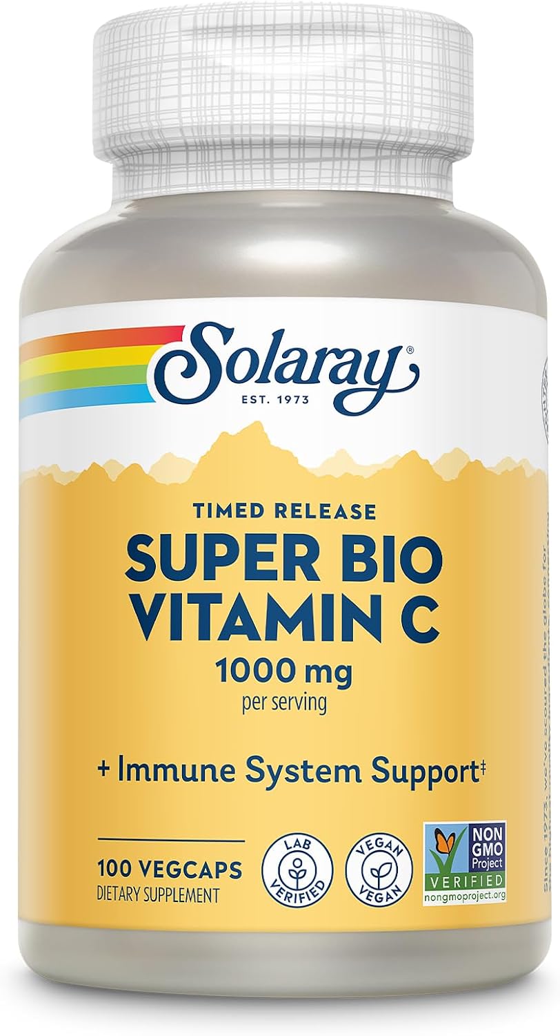 SOLARAY Super Bio Vitamin C 1000 mg with Bioflavonoids, Sustained Release, Vegan - 250 Capsules