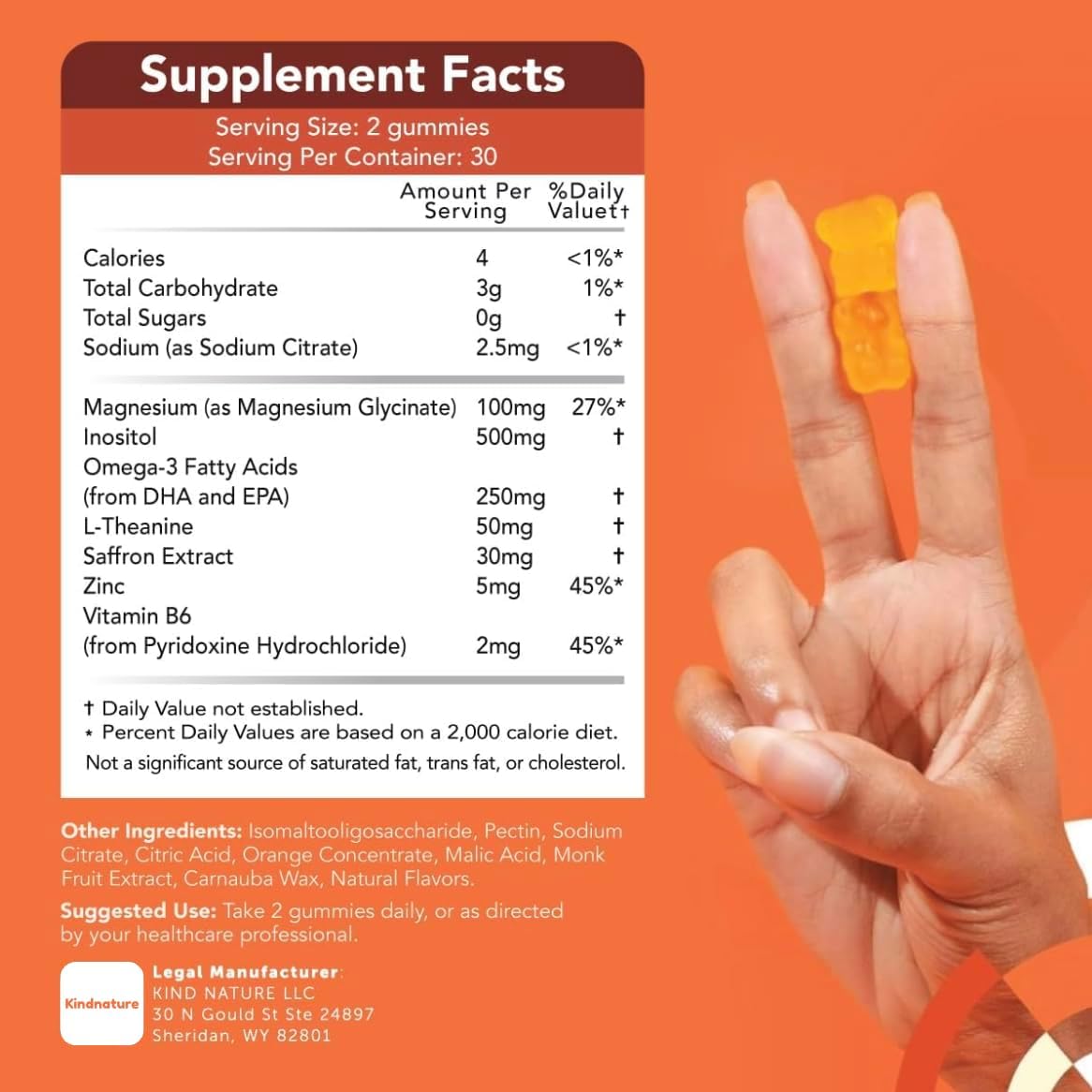 GOJOY NATURALS Kids Focus Gummies – Azafrán, Magnesio Glicinato, L-Teanina e Inositol – Apoyo a la Concentración y Calma – Vegano, Sin Azúcar, Sin OMG