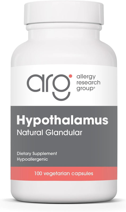Allergy Research Group ARG Hypothalamus - Suplemento Glandular Bovino Liofilizado de Hipotálamo, 500 mg, 100 Cápsulas