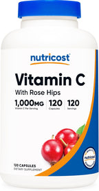 Nutricost Vitamina C con Escaramujo 1025mg, 120 Cápsulas