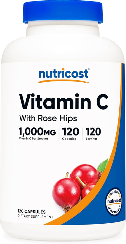 Nutricost Vitamina C con Escaramujo 1025mg, 120 Cápsulas – Image 1