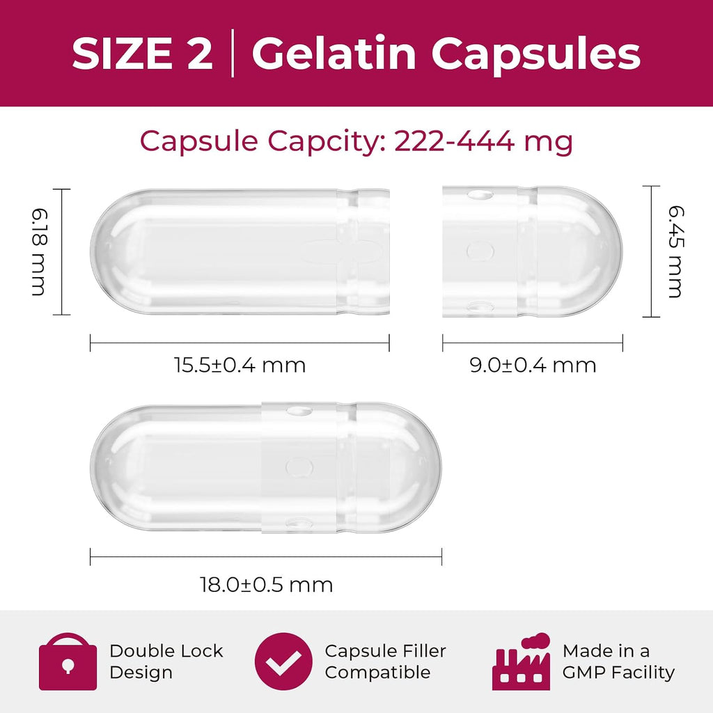 Cápsulas de Gelatina Vacías Tamaño 2 - 1000 uds + 2 Micro Cucharas | ATLEMISME