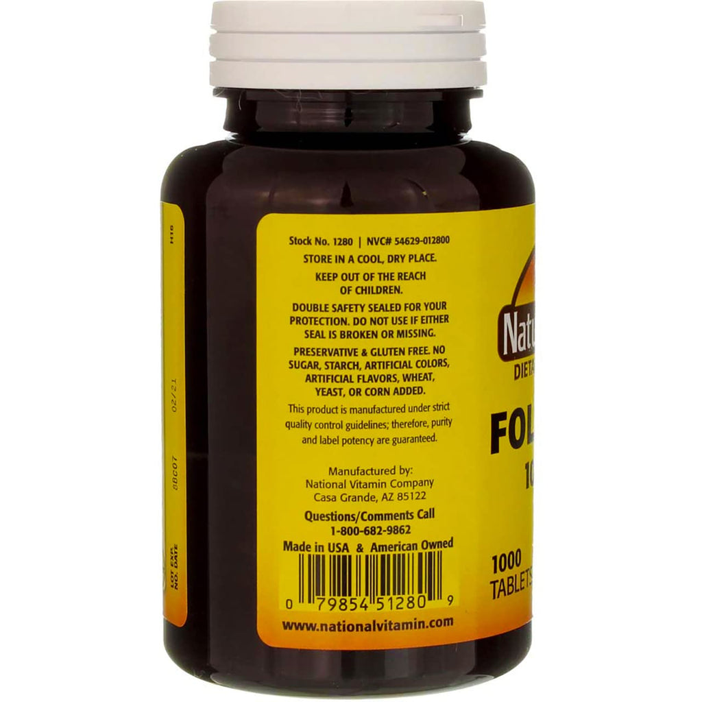Ácido Fólico 1000 mcg - 1000 Comprimidos - Nature's Blend (Pack de 3)