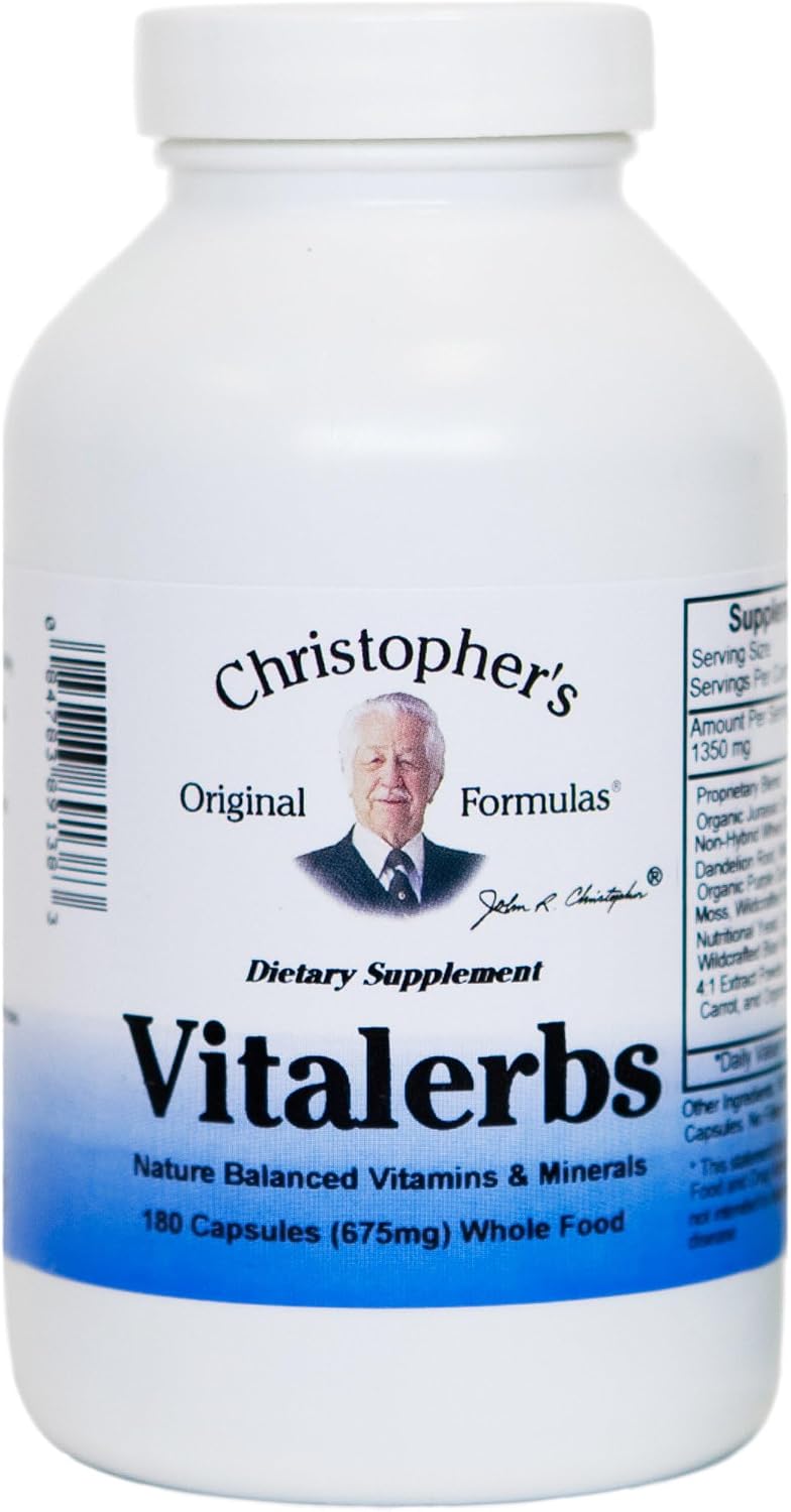 Christopher's Original Formulas Vitalerbs, Complemento Herbal Rico en Nutrientes, 180 Cápsulas Vegetales
