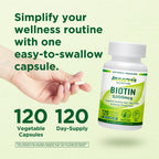INNERVISNUTRITION High Potency Biotin 5000mcg – 120 Cápsulas Veganas