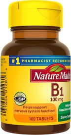 Nature Made Vitamina B1 100 mg - 100 Comprimidos - Suplemento para el Metabolismo Energético