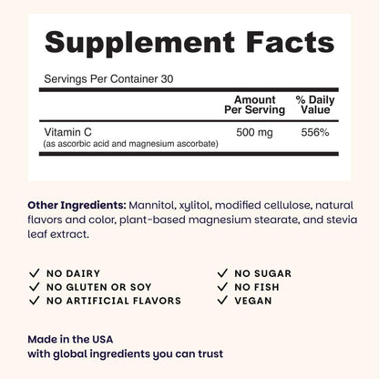 EZ Melts Vitamina C - 60 Comprimidos – Sin azúcar ni edulcorantes artificiales: endulzado con xilitol, un alcohol – Image 3