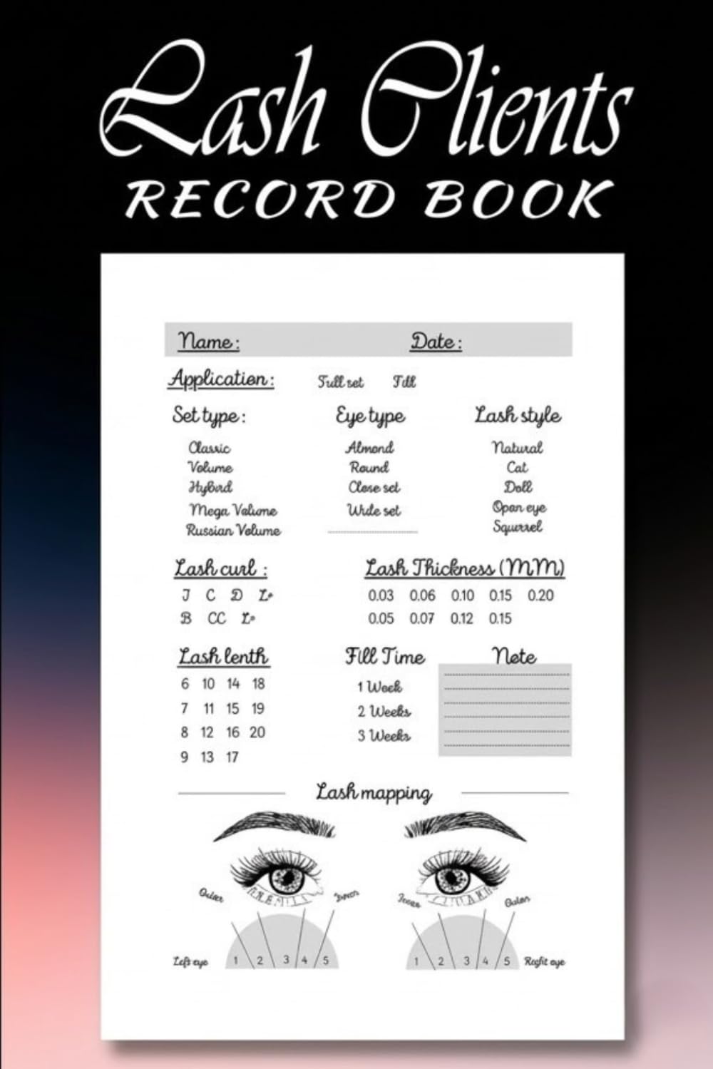 Lash Client Record Book: Libro de Registro de Clientes de Pestañas (6x9 pulgadas)