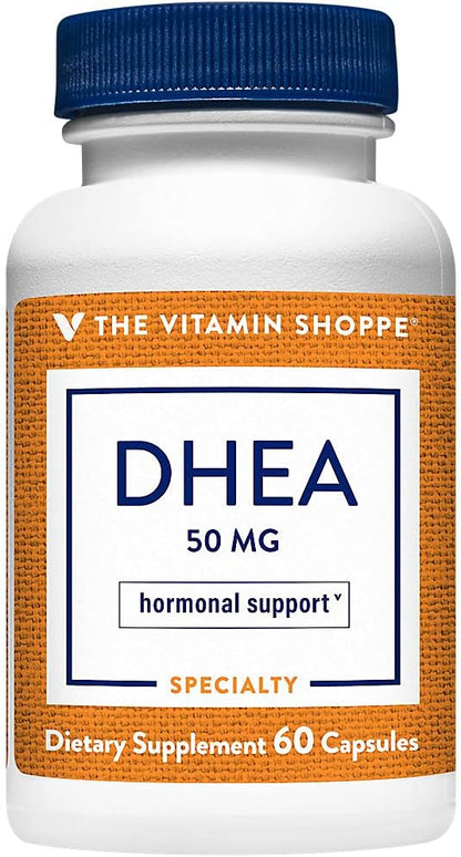 The Vitamin Shoppe DHEA 50 mg, Salud Hormonal y Envejecimiento Saludable (60 Cápsulas) – Image 1