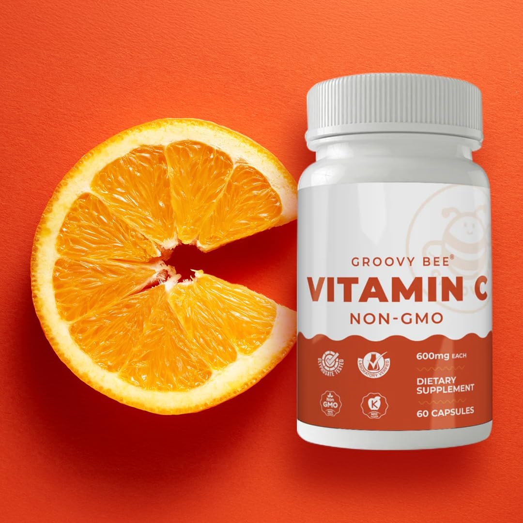 GROOVY BEE Vitamina C No OGM - 600 mg, 60 Cápsulas