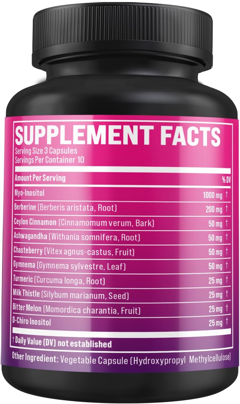 BMVINVOL Inositol Supplement - Myo-Inositol and D-Chiro Inositol Ideal 40:1 Ratio - Plus Berberine, Cinnamon, Ashwagandha + – Image 2