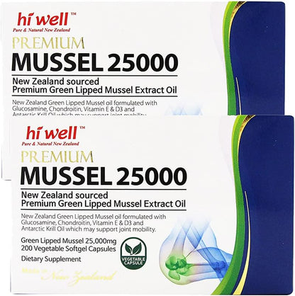 (Pack de 2) Hi Well Premium Mussel 25,000 200 Cápsulas Blandas Vegetales