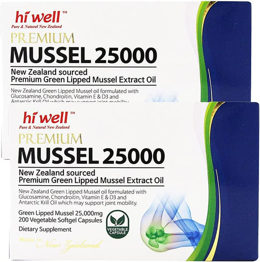(Pack de 2) Hi Well Premium Mussel 25,000 200 Cápsulas Blandas Vegetales