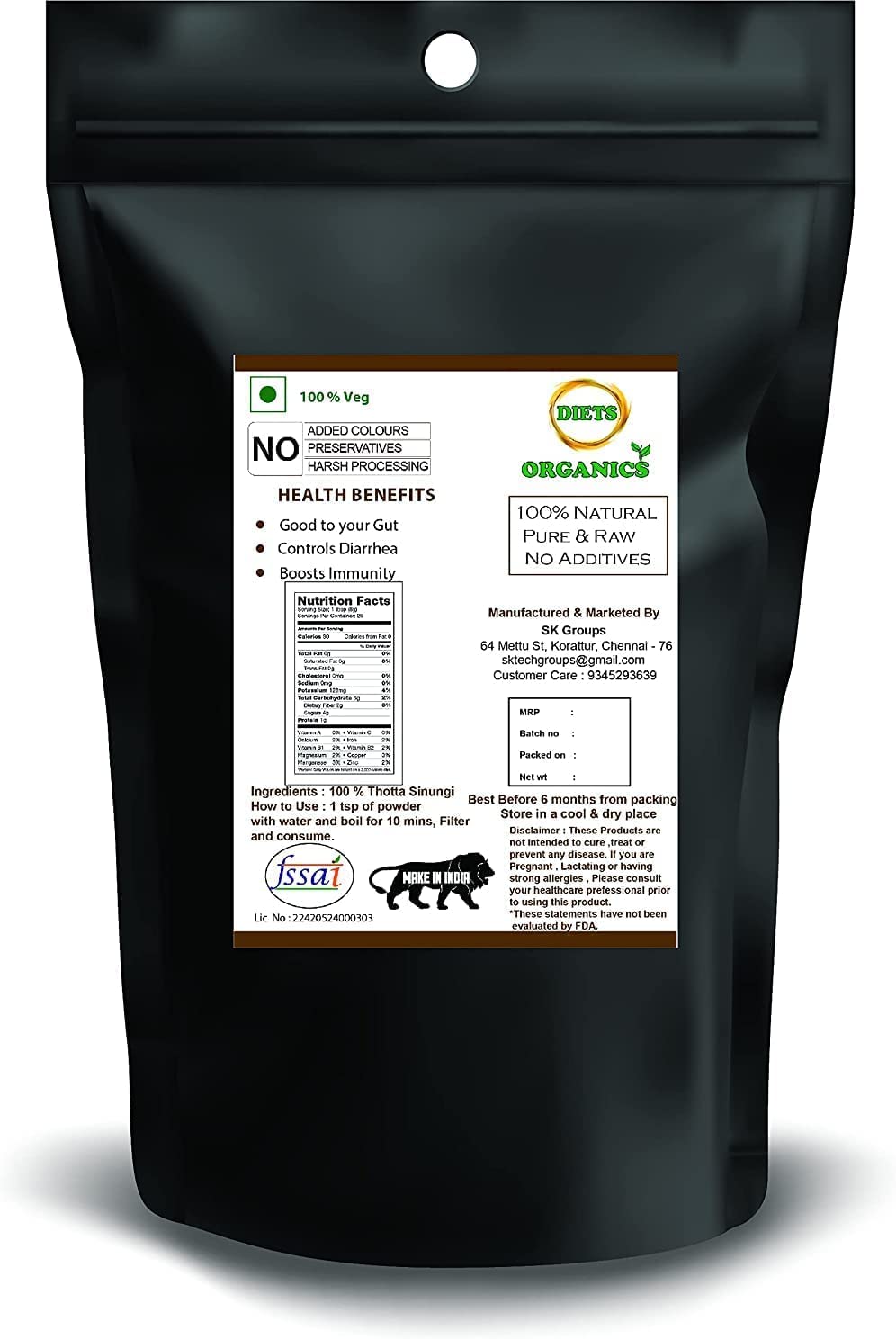 Polvo de Thotta Sinungi (Mimosa Pudica) - 100 g