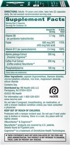 NEURIVA Ultra Decaf Suplemento Nootrópico para Memoria, Concentración y Enfoque, 60 Cápsulas (2 Paquetes)