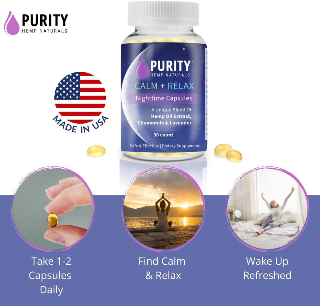 Purity Hemp Naturals - Calm + Relax Nighttime Cápsulas para Dormir