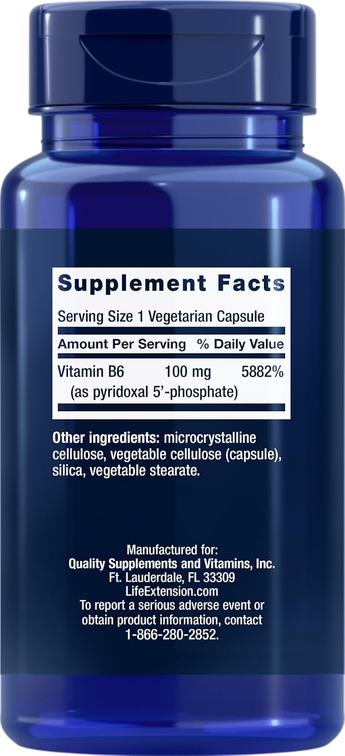 Life Extension Piridoxal-5'-Fosfato Cápsulas P5P 100 mg, 90 Cápsulas Vegetales (Lote de 2)