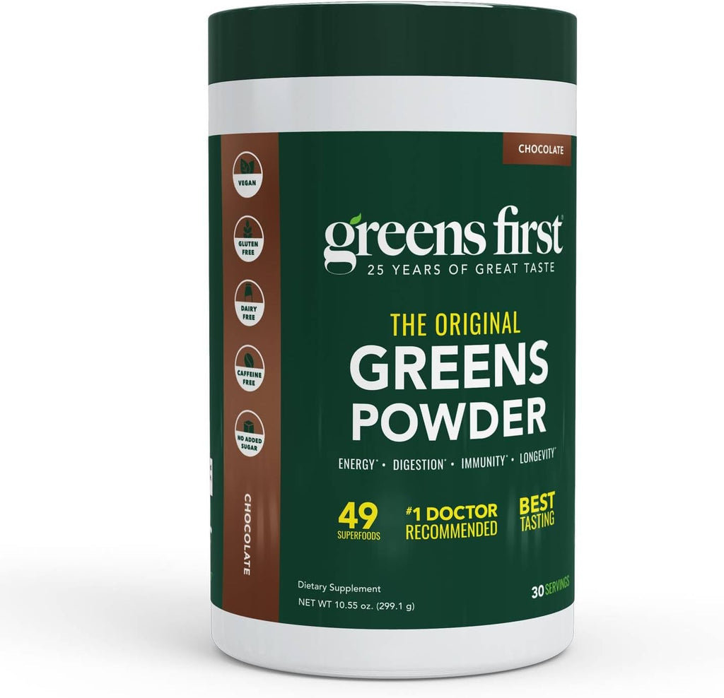 Greens First Original Greens Powder - 49 Superalimentos - Chocolate, 30 Porciones