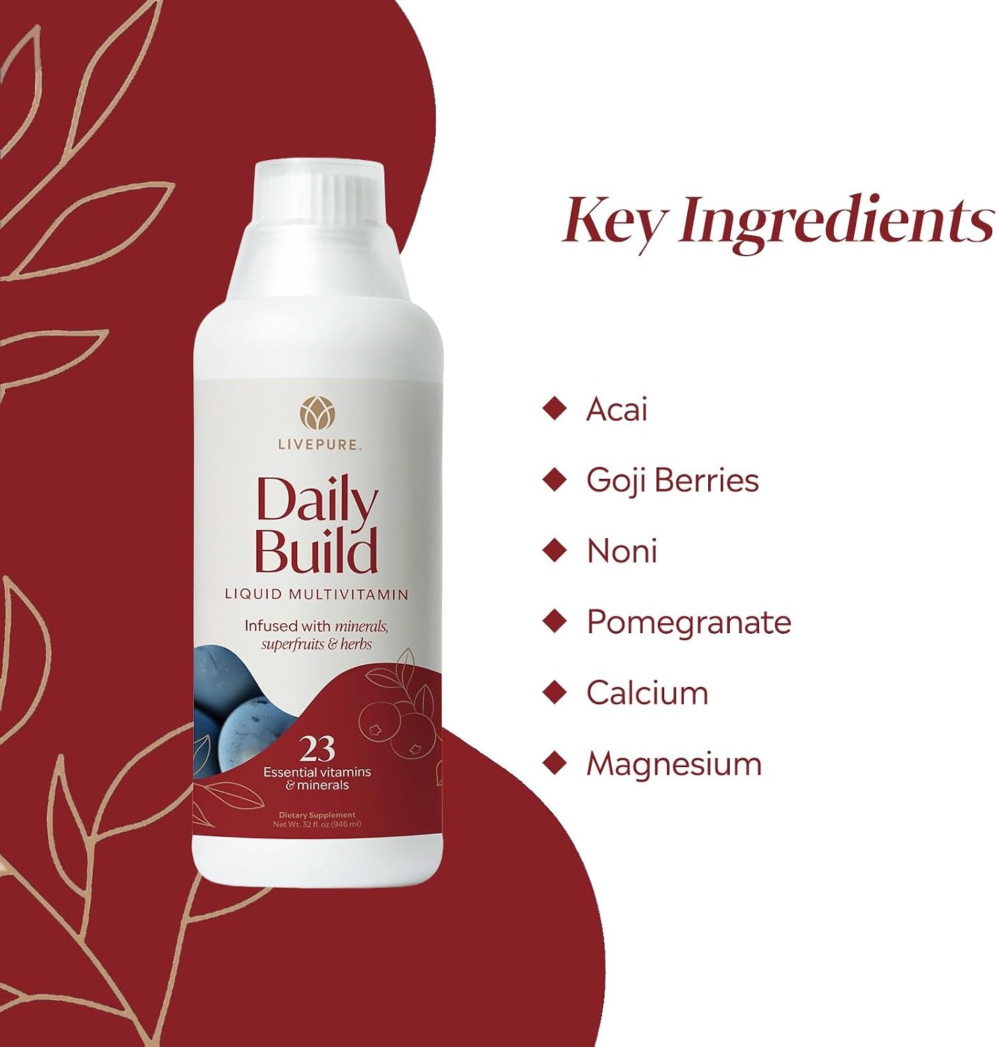 PURE Daily Build Multivitamínico y Mineral Líquido con Superfrutas, 946 ml