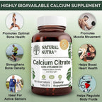 Natural Nutra Citrato de Calcio con Vitamina D3 - 120 Comprimidos